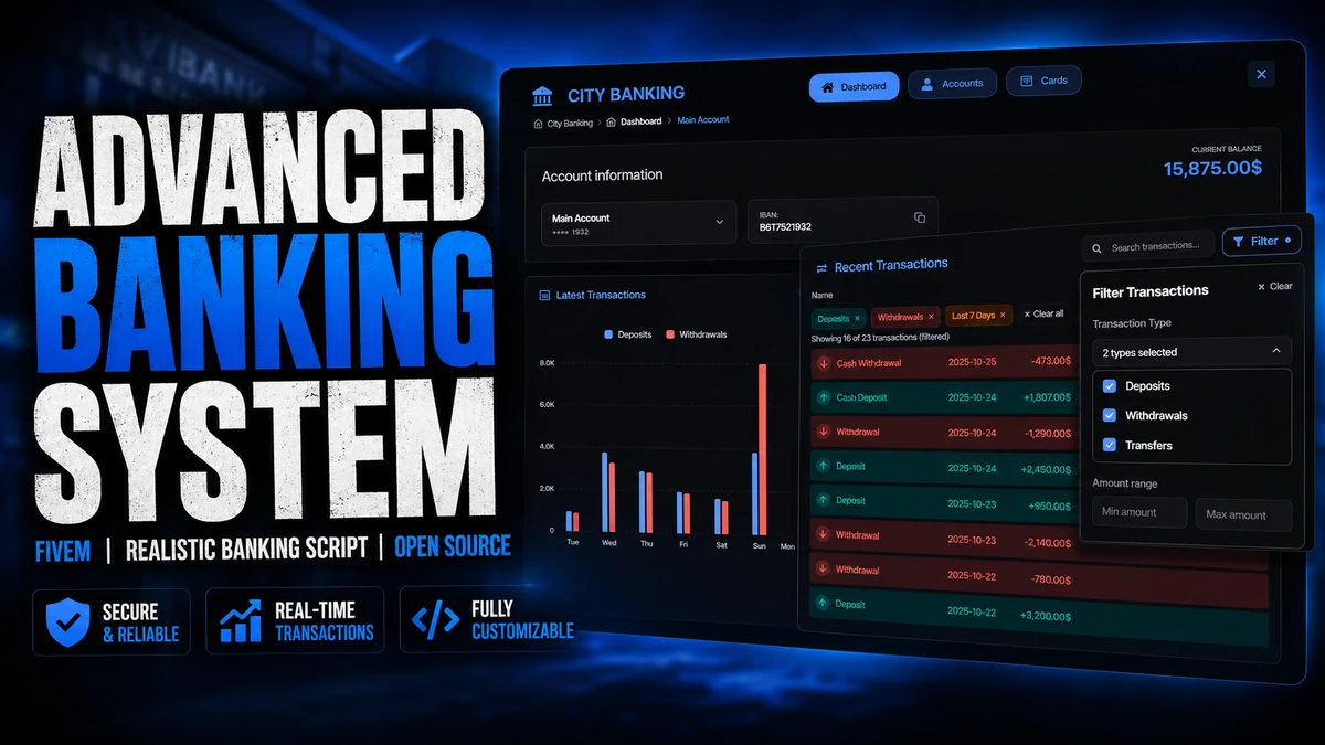 Advanced Banking System FiveM | Realistic Banking Script | Open Source
